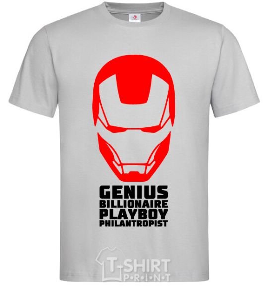 Мужская футболка Genius billionaire playboy philantropist Серый фото