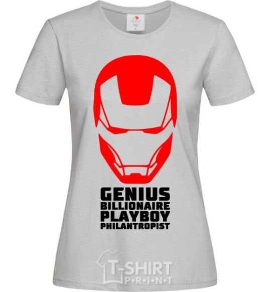 Женская футболка Genius billionaire playboy philantropist Серый фото