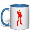 Mug with a colored handle Iron man costume royal-blue фото