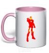 Mug with a colored handle Iron man costume light-pink фото