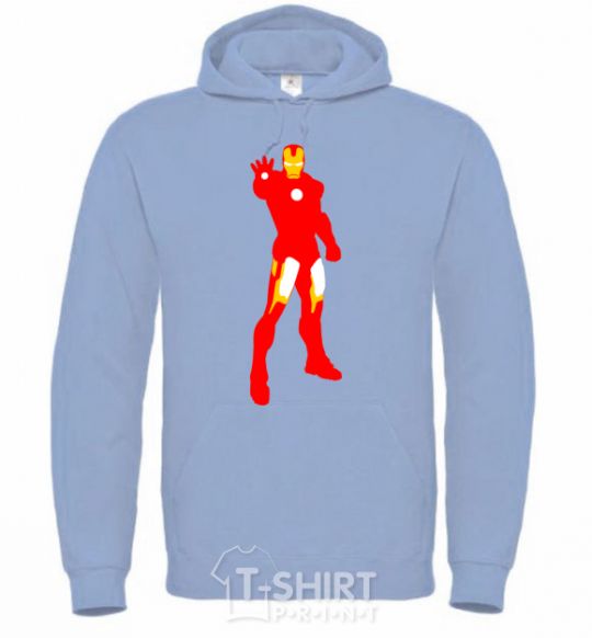 Men`s hoodie Iron man costume sky-blue фото