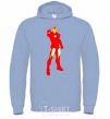 Men`s hoodie Iron man costume sky-blue фото