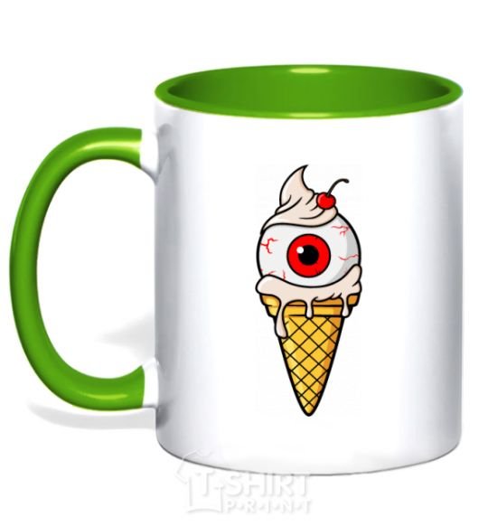 Mug with a colored handle Eye scream kelly-green фото