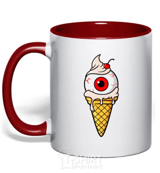 Mug with a colored handle Eye scream red фото