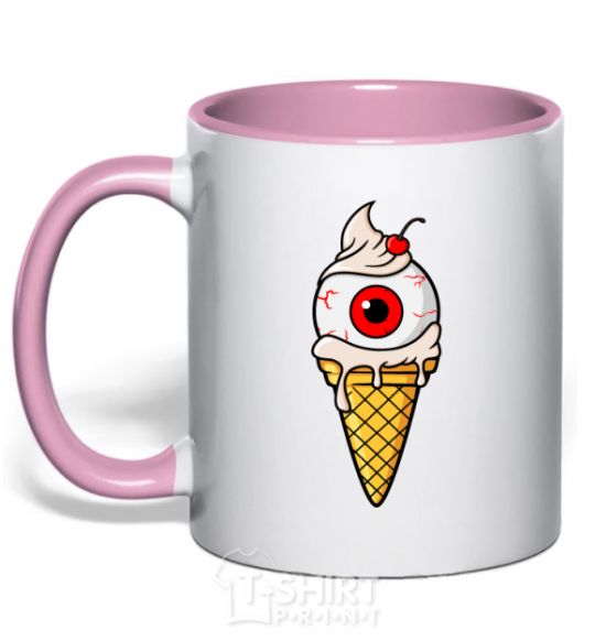 Mug with a colored handle Eye scream light-pink фото
