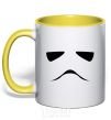 Mug with a colored handle Stormtrooper minimalism yellow фото
