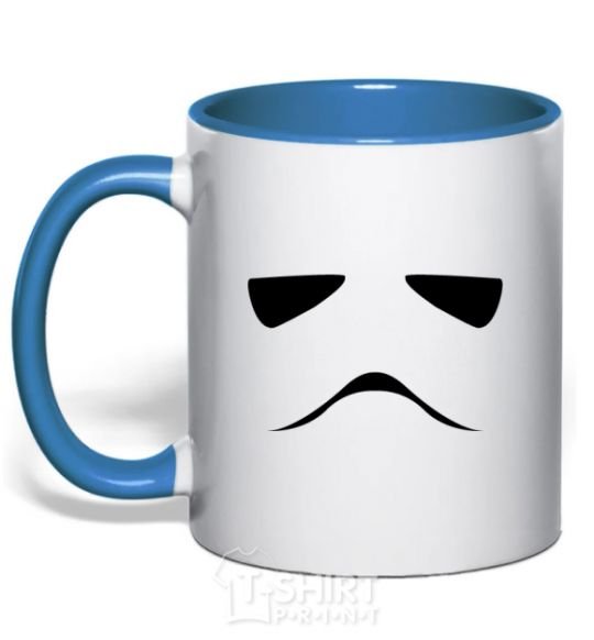 Mug with a colored handle Stormtrooper minimalism royal-blue фото