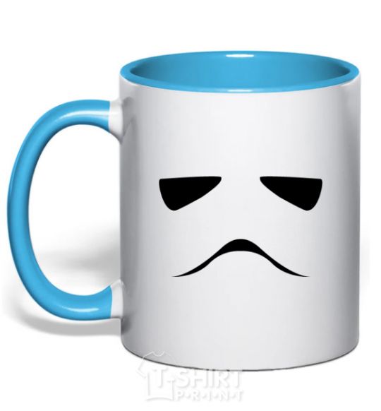 Mug with a colored handle Stormtrooper minimalism sky-blue фото