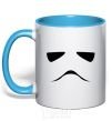 Mug with a colored handle Stormtrooper minimalism sky-blue фото