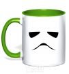 Mug with a colored handle Stormtrooper minimalism kelly-green фото