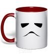 Mug with a colored handle Stormtrooper minimalism red фото