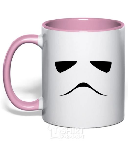 Mug with a colored handle Stormtrooper minimalism light-pink фото