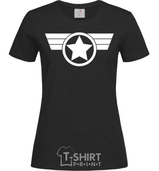 Женская футболка Капитан Америка лого Черный фото