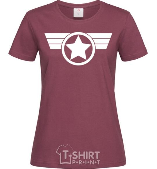 Women's T-shirt Captain America logo burgundy фото