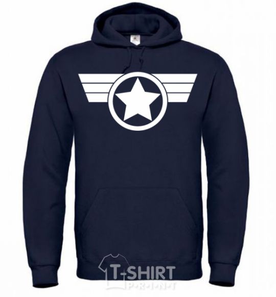 Мужская толстовка (худи) Капитан Америка лого Темно-синий фото