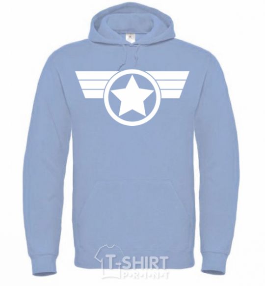 Men`s hoodie Captain America logo sky-blue фото