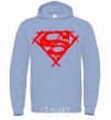 Men`s hoodie Shaded Superman logo sky-blue фото