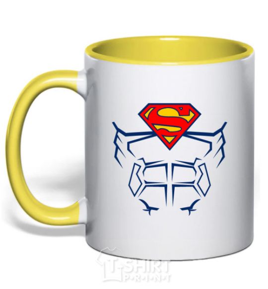 Mug with a colored handle Superman Press yellow фото