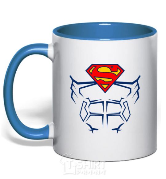 Mug with a colored handle Superman Press royal-blue фото