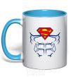 Mug with a colored handle Superman Press sky-blue фото