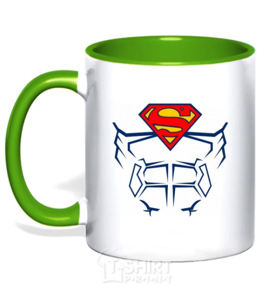 Mug with a colored handle Superman Press kelly-green фото