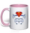 Mug with a colored handle Superman Press light-pink фото