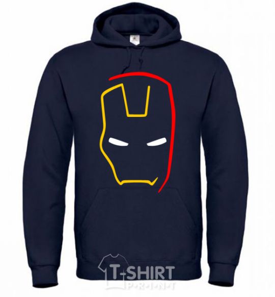 Men`s hoodie Iron Man's mask is minimal navy-blue фото