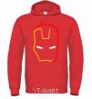 Men`s hoodie Iron Man's mask is minimal bright-red фото