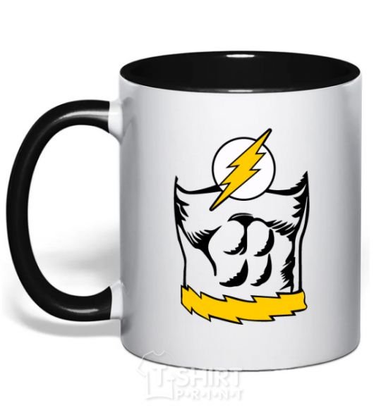 Mug with a colored handle Flash costume black фото