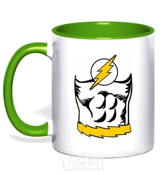 Mug with a colored handle Flash costume kelly-green фото