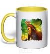 Mug with a colored handle Thor Ragnarok yellow фото