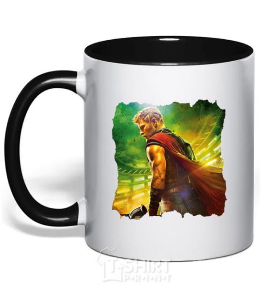 Mug with a colored handle Thor Ragnarok black фото
