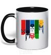 Mug with a colored handle Superheroes black фото
