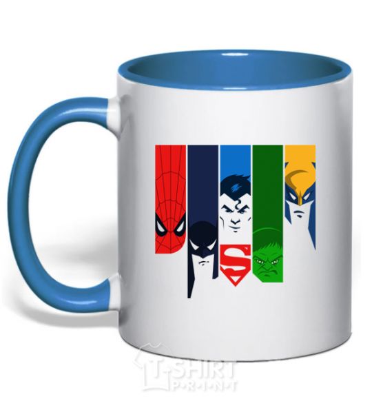 Mug with a colored handle Superheroes royal-blue фото