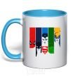 Mug with a colored handle Superheroes sky-blue фото