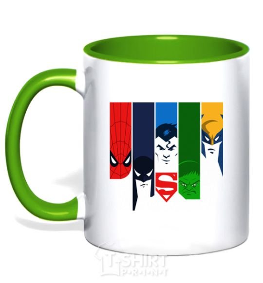 Mug with a colored handle Superheroes kelly-green фото