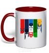 Mug with a colored handle Superheroes red фото