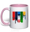 Mug with a colored handle Superheroes light-pink фото