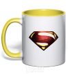 Mug with a colored handle Superman full color logo yellow фото