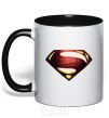 Mug with a colored handle Superman full color logo black фото