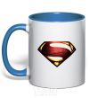 Mug with a colored handle Superman full color logo royal-blue фото