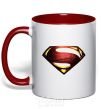 Mug with a colored handle Superman full color logo red фото