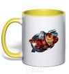 Mug with a colored handle Avengers Iron man yellow фото