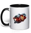 Mug with a colored handle Avengers Iron man black фото