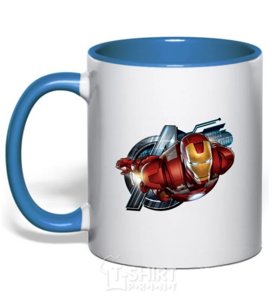 Mug with a colored handle Avengers Iron man royal-blue фото