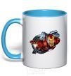 Mug with a colored handle Avengers Iron man sky-blue фото