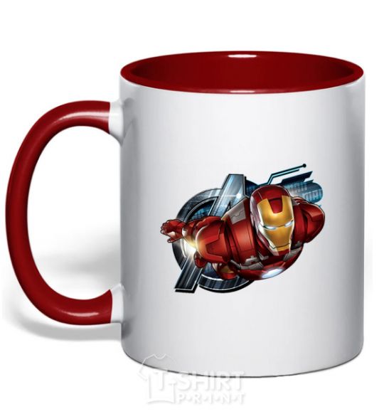Mug with a colored handle Avengers Iron man red фото