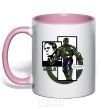 Mug with a colored handle Hulk superhero light-pink фото