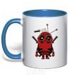 Mug with a colored handle Deadpool minion royal-blue фото