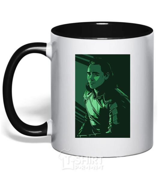 Mug with a colored handle Loki geometry black фото